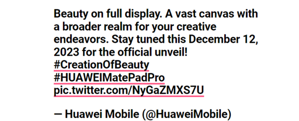 Huawei announces: Global release of MatePad Pro 13.2 tablet on December 12