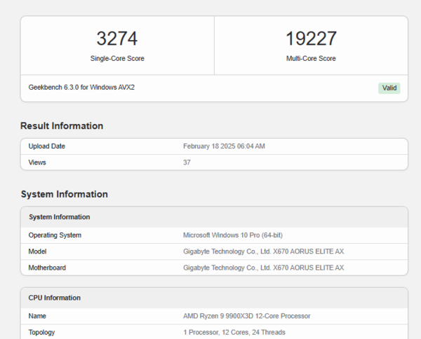 Ryzen 9 9900X3D running score