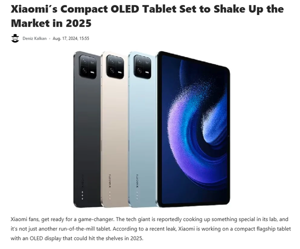 Foreign media say Xiaomi's compact OLED tablet will shake the market in 2025