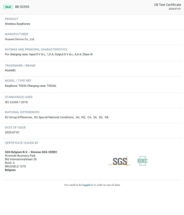 Huawei's new wireless headset FreeBuds SE 4 ANC exposed to multiple certifications