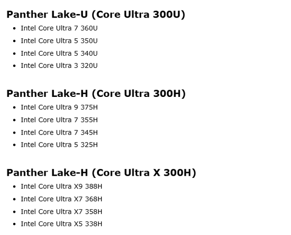 Intel Panther Lake processor details revealed, twelve models surfaced Intel Panther Lake processor details revealed, twelve models surfaced