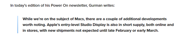 Apple Studio Display may receive a major upgrade and is expected to be released in the first half of the year Apple Studio Display may receive a major upgrade and is expected to be released in the first half of the year