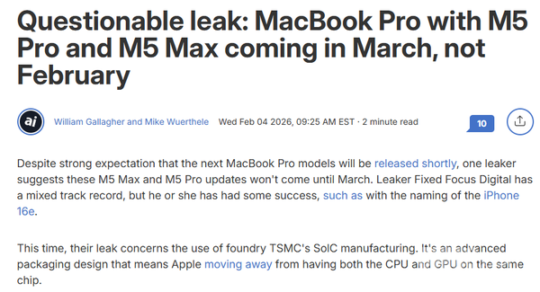 It is revealed that the new MacBook Pro will be released in March and macOS will also be unveiled at the same time It is revealed that the new MacBook Pro will be released in March and macOS will also be unveiled at the same time