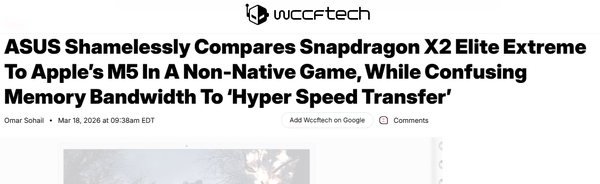 Double standard test is a real hammer? ASUS Snapdragon X2 versus Apple M5 accused of being unfair Double standard test is a real hammer? ASUS Snapdragon X2 versus Apple M5 accused of being unfair