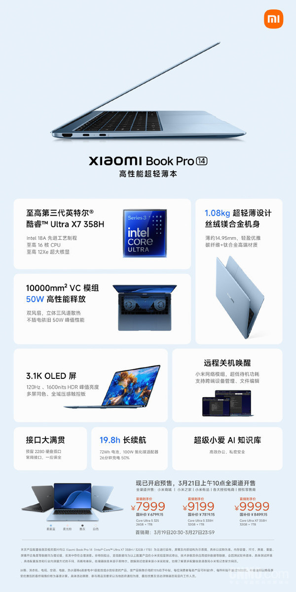 Starting from 7999 yuan! Xiaomi Notebook Pro 14 is officially on sale and can be charged to 50% in 26 minutes Starting from 7999 yuan! Xiaomi Notebook Pro 14 is officially on sale and can be charged to 50% in 26 minutes